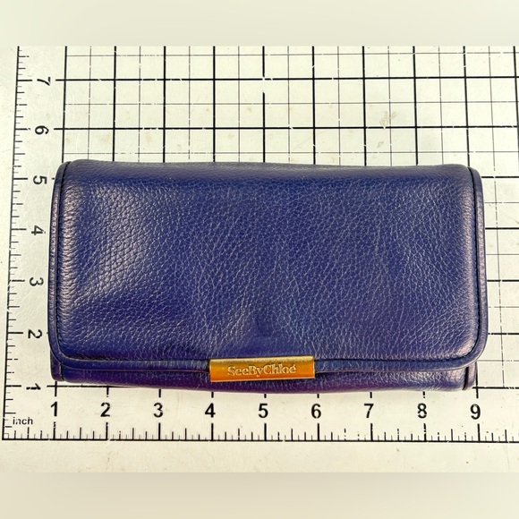 See by Chloé Navy Leather flap Wallet. Beige interior - Picture 9 of 11